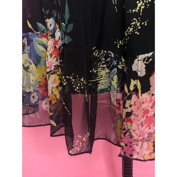 Y2K JONATHAN MARTIN Floral Print Drop Waist Tiered Ruffle Tie Dress. S. AS IS - Picture 7 of 10